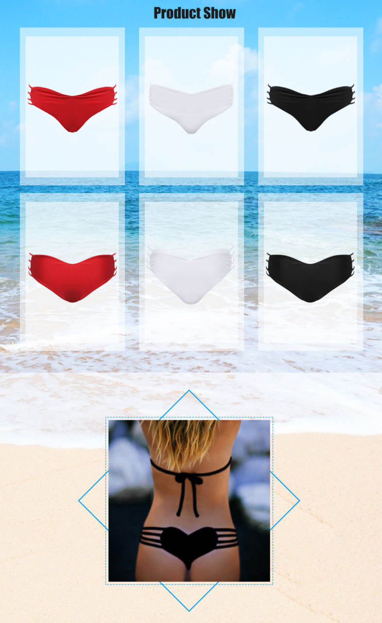 Women Sexy Heart Shape Thong Swimming Bikini Pants