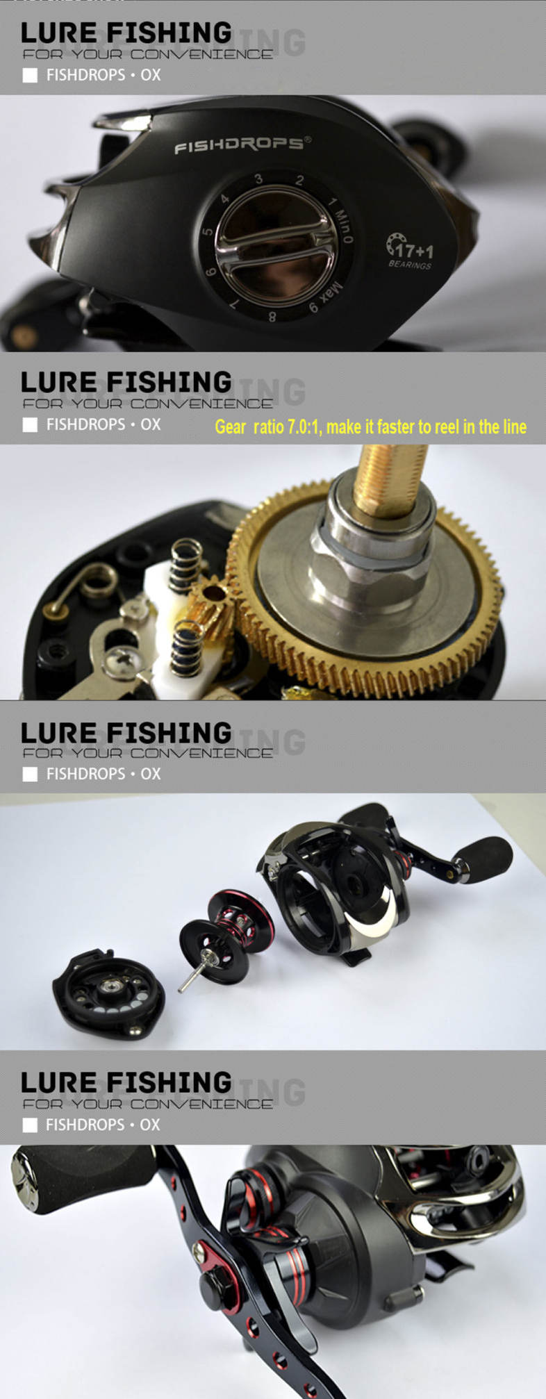 FISHDROPS 17   1BB Gun Shape Left Right Hand Baitcasting Reel for Casting Line