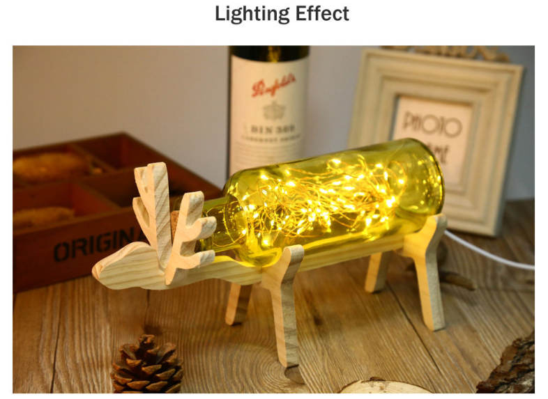 YouOKLight DC 5V 3W 200LM Glass Cover LED Desk Lamp Wood Base Bedside Night Light with 60 LEDs