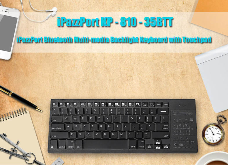 iPazzPort KP - 810 - 35BTT Wireless Bluetooth Backlight Keyboard Touchpad