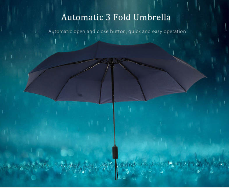 Portable 3 Fold Automatic Open Close Button Water Resistant Umbrella