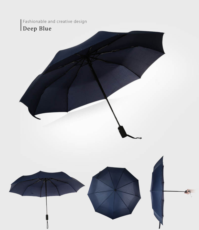 Portable 3 Fold Automatic Open Close Button Water Resistant Umbrella