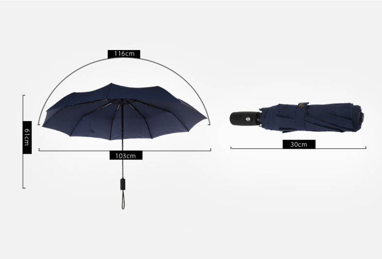Portable 3 Fold Automatic Open Close Button Water Resistant Umbrella