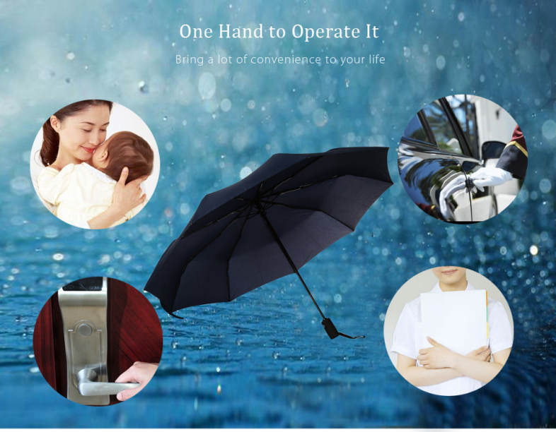 Portable 3 Fold Automatic Open Close Button Water Resistant Umbrella