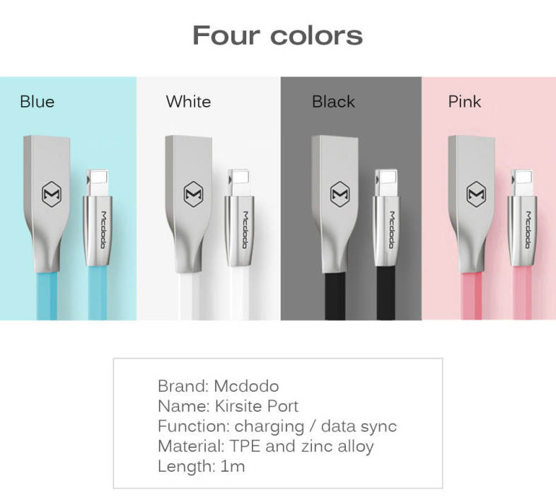 Mcdodo CA - 120 8 Pin Metal Housing Noodle Charge Data Transfer Cable 1m