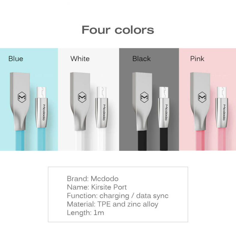 Mcdodo CA - 125 Micro USB Metal Housing Noodle Charge Data Transfer Cable 1m