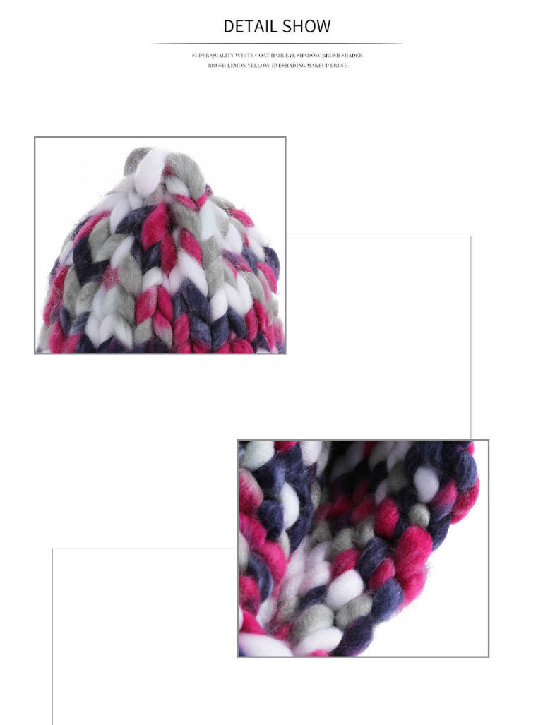 Fashion Winter Monochromatic Warm Knit Cap Thick Stick knitted Hat for Women