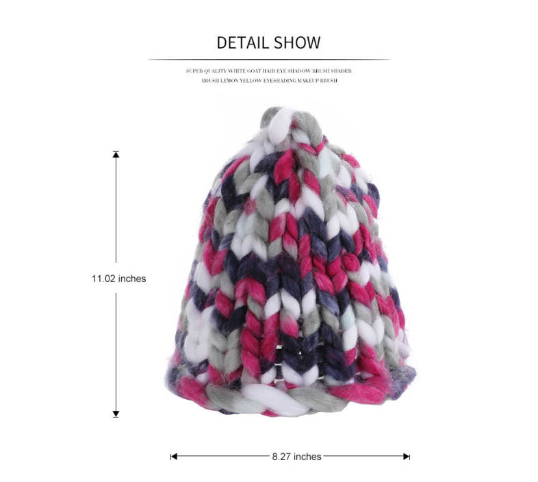 Fashion Winter Monochromatic Warm Knit Cap Thick Stick knitted Hat for Women