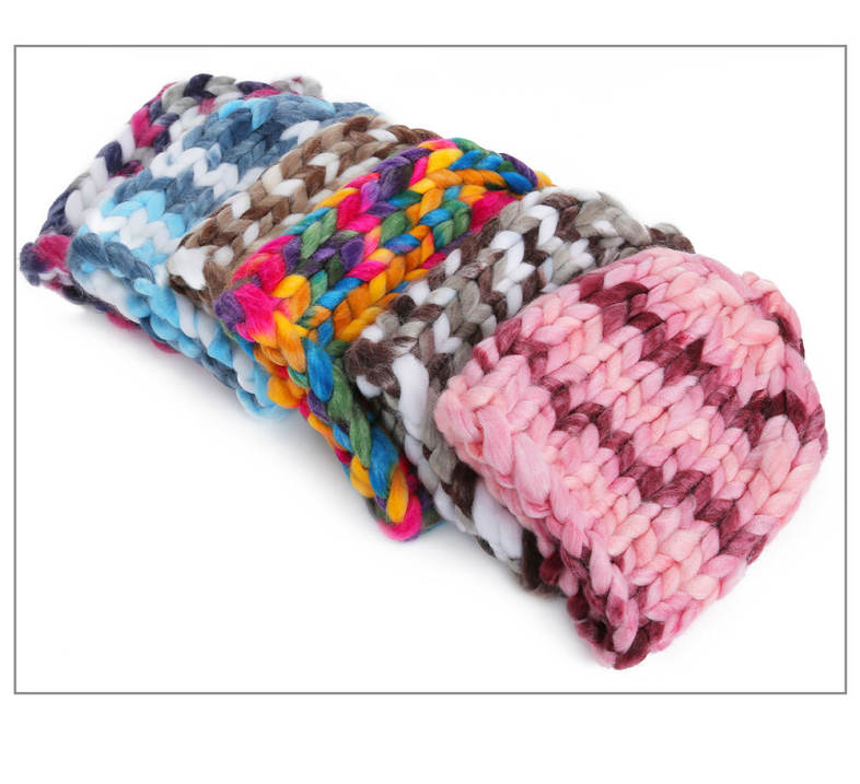 Fashion Winter Monochromatic Warm Knit Cap Thick Stick knitted Hat for Women