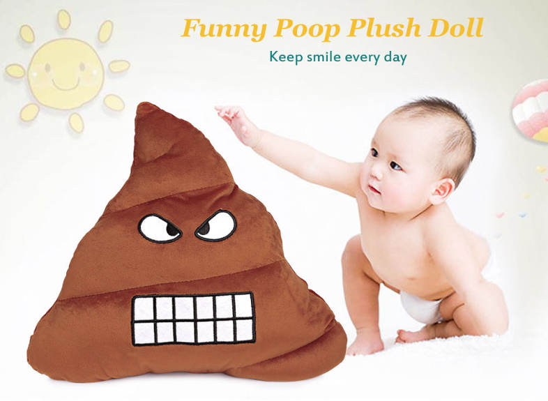 Funny Poop Expression Grinning Emoticon Pillow Stuffed Plush Doll Decor Christmas Present