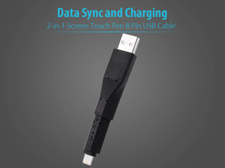 Stylish Touch Pen 8 Pin USB Data Transfer Charging Cable Cord