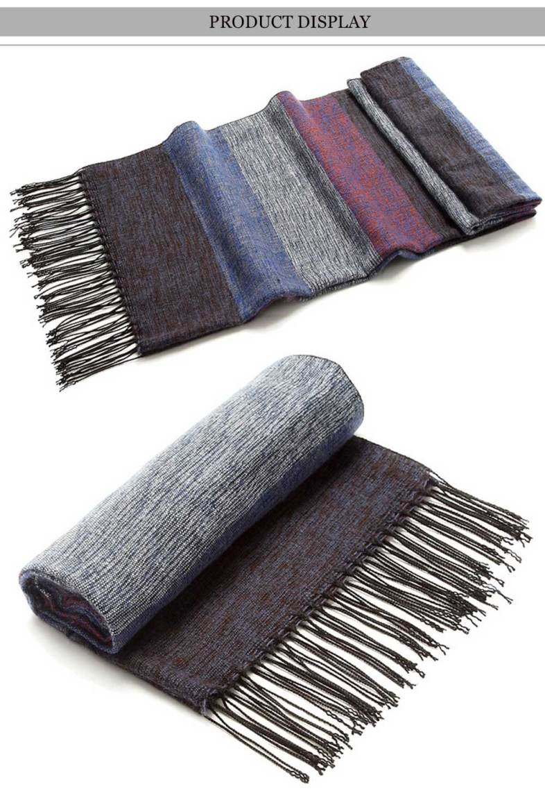 Oversize Stripe Print Color Block Warm Scarf for Men