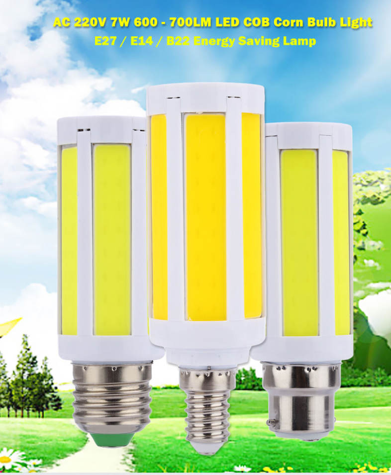 AC 220V E27 7W 600 - 700LM LED COB Corn Bulb Light Energy Saving Lamp
