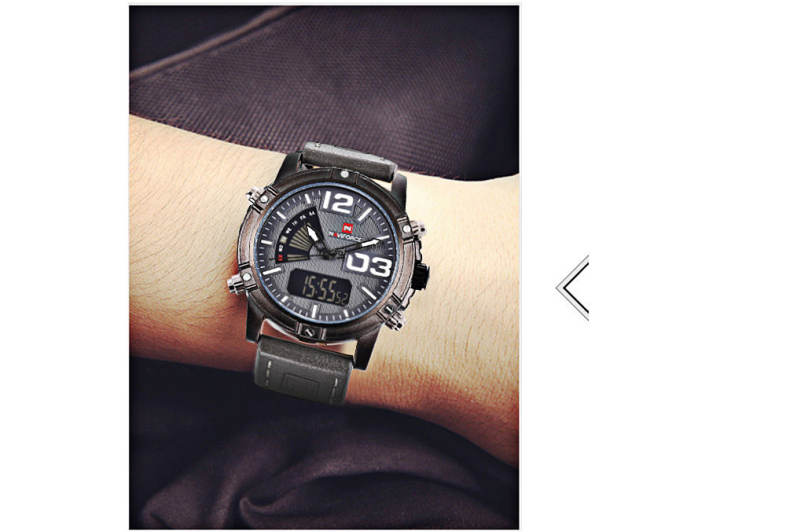 NAVIFORCE NF9095M Men Dual Movt Watch Luminous Calendar LED Light 3ATM Wristwatch
