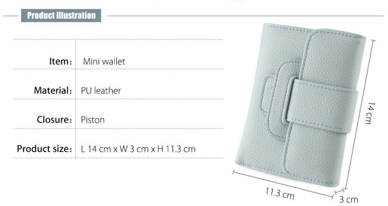 Brief PU Leather Piston Women Mini Wallet