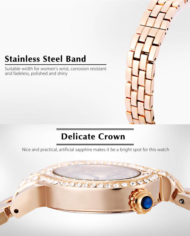 WeiQin W4687 Women Quartz Watch Crystal Dial Roman Numeral Scale Oval Shape Case Wristwatch
