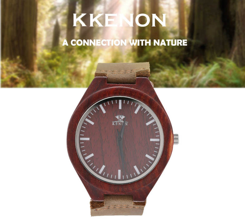 K KENON KWWT - 103 Male Quartz Watch Wooden Case Japan Movt Wristwatch K KENON KWWT - 103 Male Quartz Watch Wooden Case Japan Movt Wristwatch