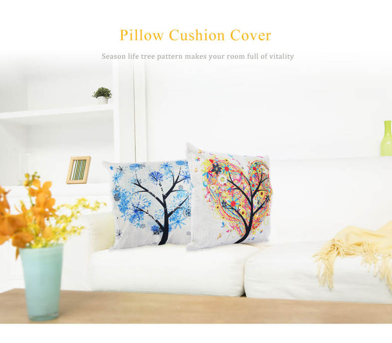 45 x 45CM Season Life Tree Cushion Cover Cotton Linen Pillow Case Home Decor