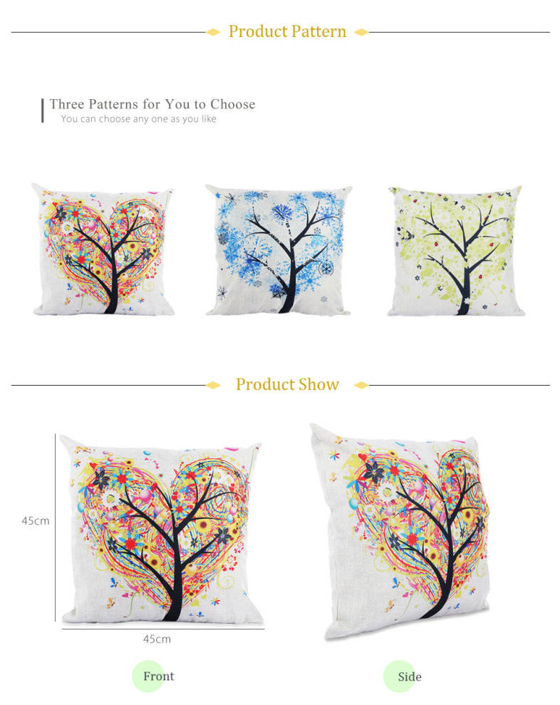 45 x 45CM Season Life Tree Cushion Cover Cotton Linen Pillow Case Home Decor