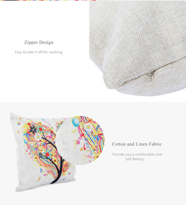45 x 45CM Season Life Tree Cushion Cover Cotton Linen Pillow Case Home Decor