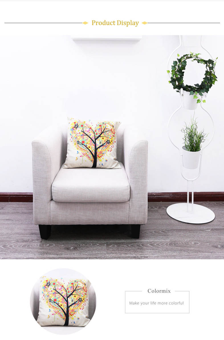 45 x 45CM Season Life Tree Cushion Cover Cotton Linen Pillow Case Home Decor