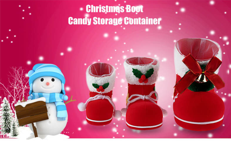 1pc Cute Pom Pom Embellished Candy Storage Christmas Boot