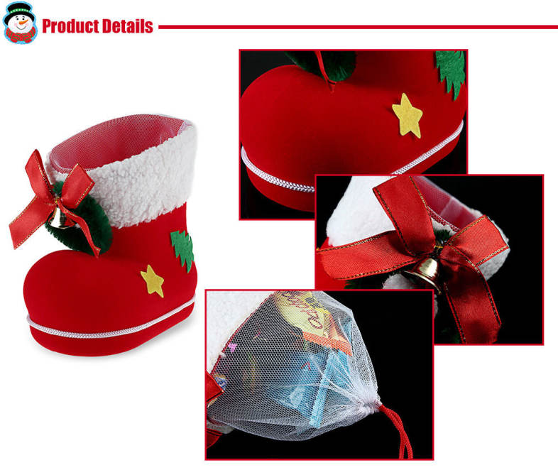 1pc Cute Pom Pom Embellished Candy Storage Christmas Boot