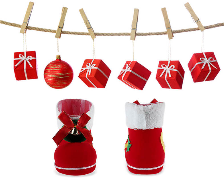 1pc Cute Pom Pom Embellished Candy Storage Christmas Boot