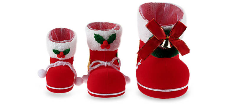 1pc Cute Pom Pom Embellished Candy Storage Christmas Boot