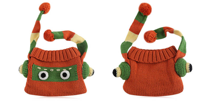 Funny Cartoon Color Block Babies Pom Pom Hat
