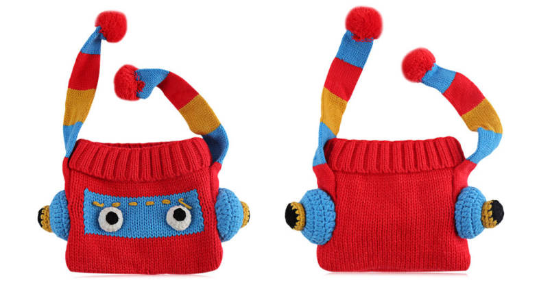 Funny Cartoon Color Block Babies Pom Pom Hat