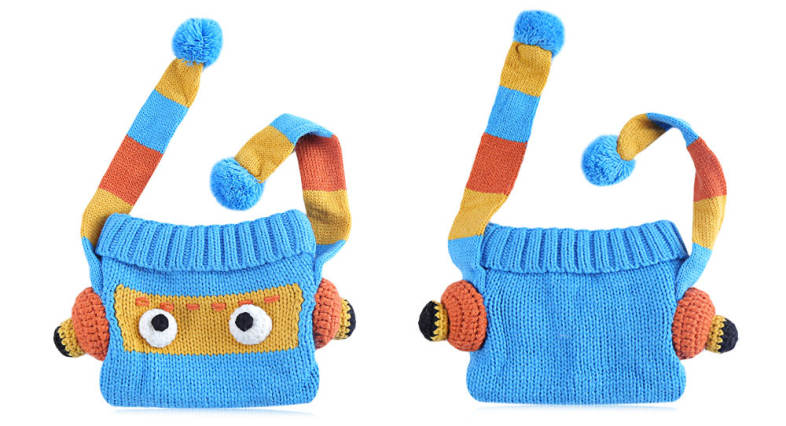 Funny Cartoon Color Block Babies Pom Pom Hat