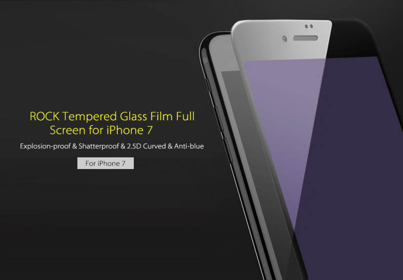 ROCK 2.5D Curved Tempered Glass Shatterproof Anti-blue Full Screen Protective Film for iPhone 7 0.23mm