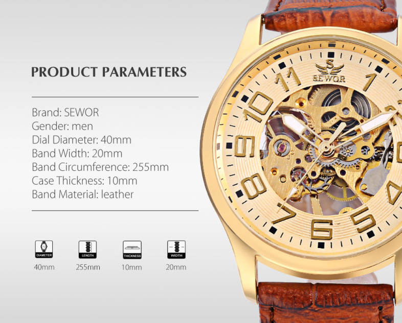 SEWOR SW037 Male Mechanical Watch Water Resistance Luminous Men Wristwatch