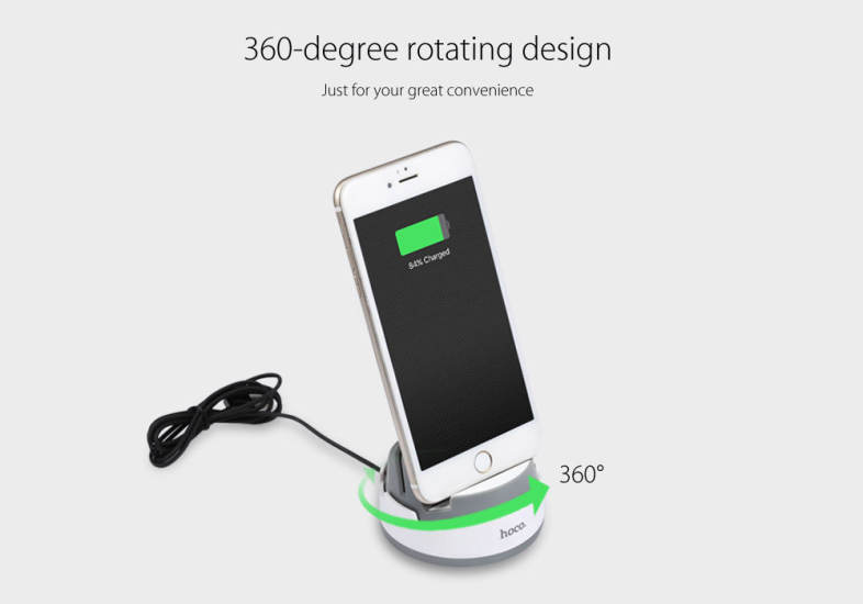 HOCO 360 Degree Rotating 8 Pin Charger Portable Desktop Cradle Charging Sync Dock for iPhone
