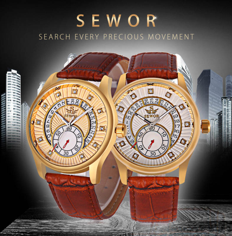 SEWOR SW060 Auto Mechanical Male Watch Chronograph Calendar Men Wristwatch