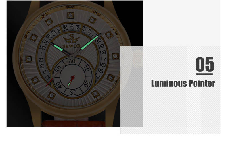 SEWOR SW060 Auto Mechanical Male Watch Chronograph Calendar Men Wristwatch