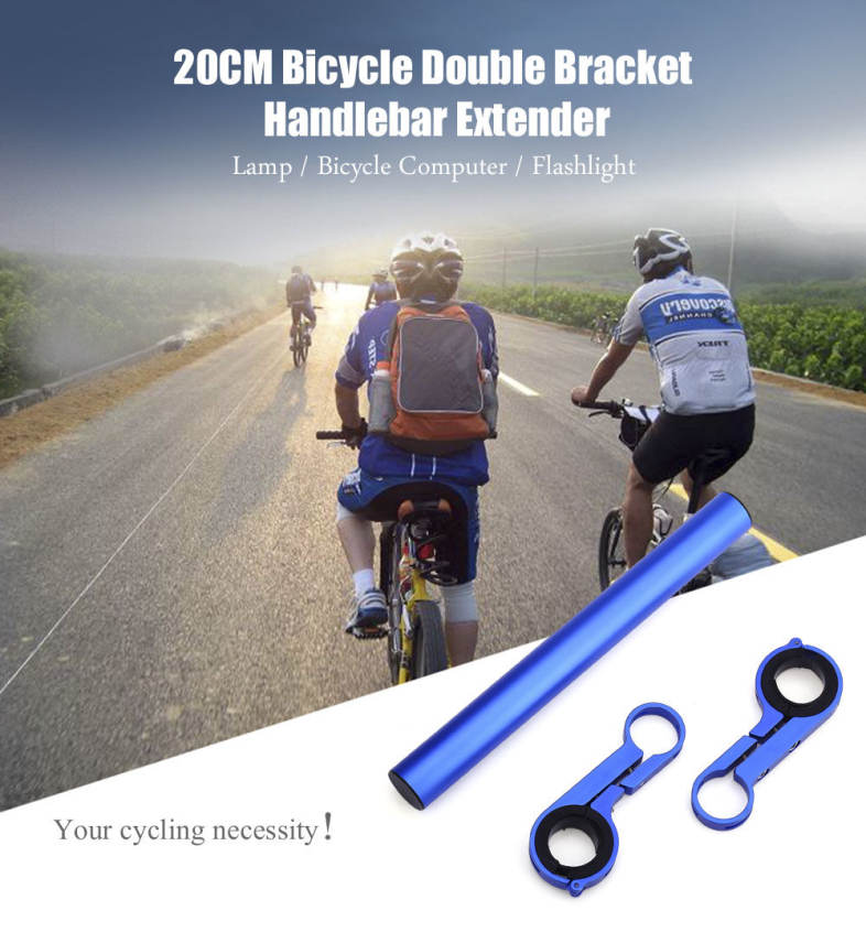 Outdoor MTB Bike Double Handlebar Extender Mount 20CM Holder for Lamp Bicycle Computer Flashlight