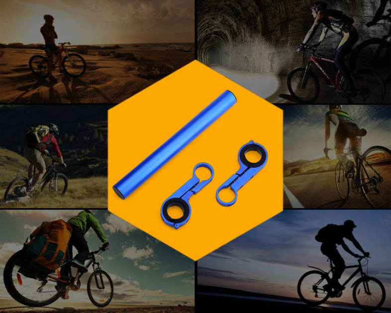 Outdoor MTB Bike Double Handlebar Extender Mount 20CM Holder for Lamp Bicycle Computer Flashlight