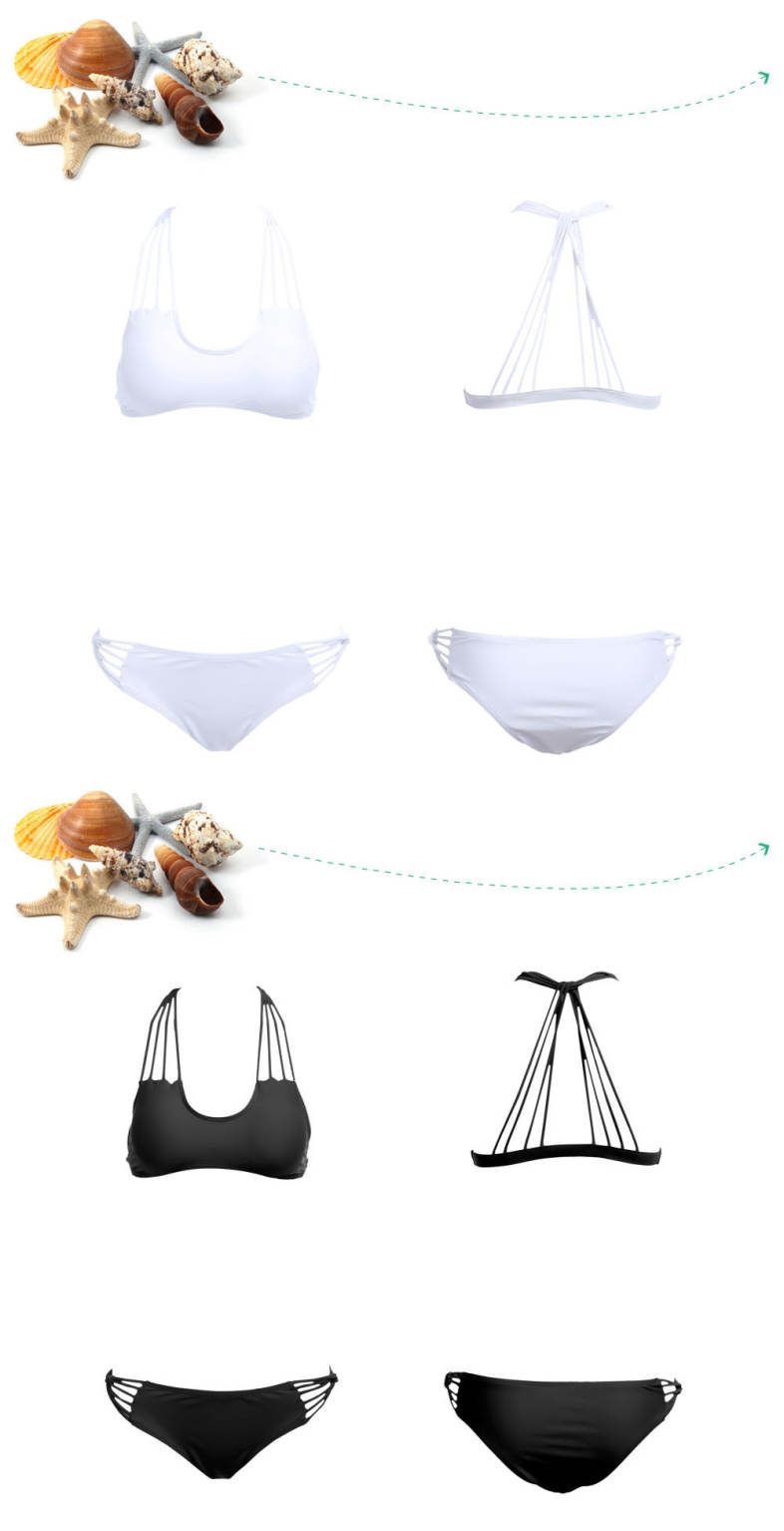 Separated Unique Backless Sexy Bikini Swimwear Set Suit