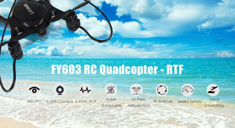 FY603 Mini RC Drone RTF WiFi FPV 0.3MP Camera 2.4GHz 4CH 6-axis Gyro Air Press Altitude Hold Hand Launching