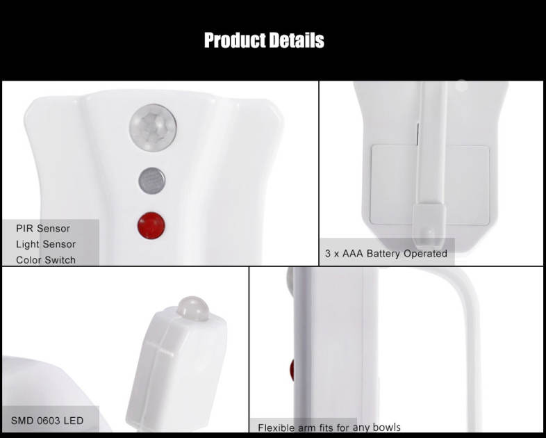 BRELONG Battery Operated Motion Sensor LED Toilet Light Bath Night Lamp