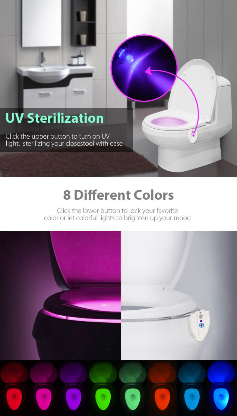 BRELONG Motion Activated LED Closestool Night Light UV Sterilization
