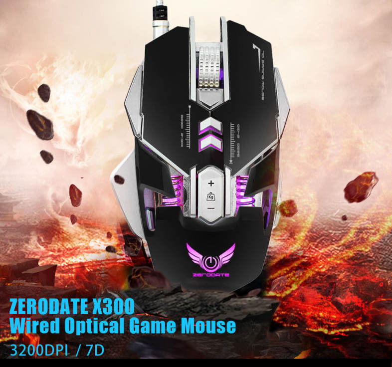 ZERODATE X300 Professional Optical Programmable Wired Gaming Mouse