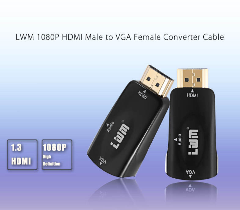 LWM HDMI Male to VGA Female with Audio Converter