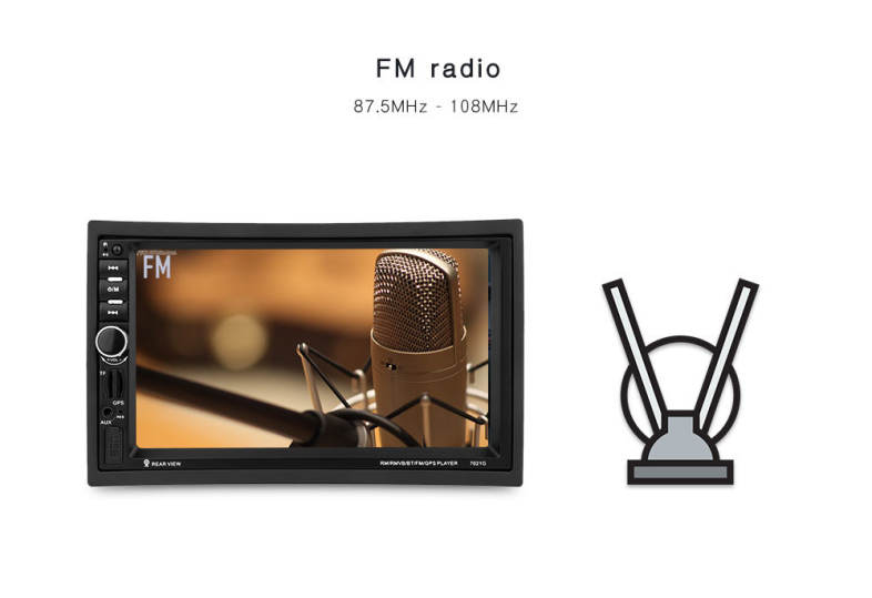 7021G 7 inch Vehicle MP5 Player 2 Din Bluetooth Multimedia FM Radio GPS Map Remote Control
