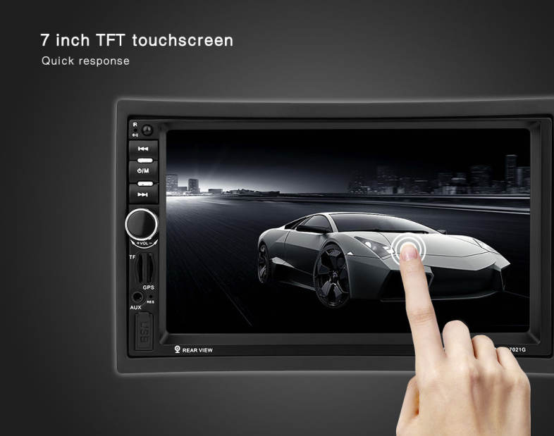 7021G 7 inch Vehicle MP5 Player 2 Din Bluetooth Multimedia FM Radio GPS Rear View Camera Remote Control