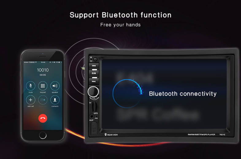 7021G 7 inch Vehicle MP5 Player 2 Din Bluetooth Multimedia FM Radio GPS Rear View Camera Remote Control