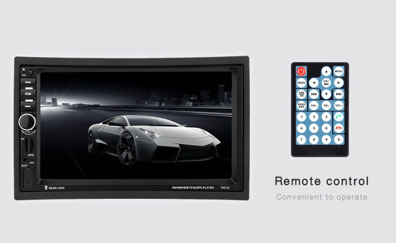 7021G 7 inch Vehicle MP5 Player 2 Din Bluetooth Multimedia FM Radio GPS Rear View Camera Remote Control