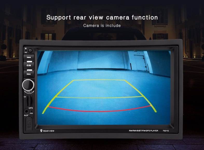 7021G 7 inch Vehicle MP5 Player 2 Din Bluetooth Multimedia FM Radio GPS Rear View Camera Remote Control